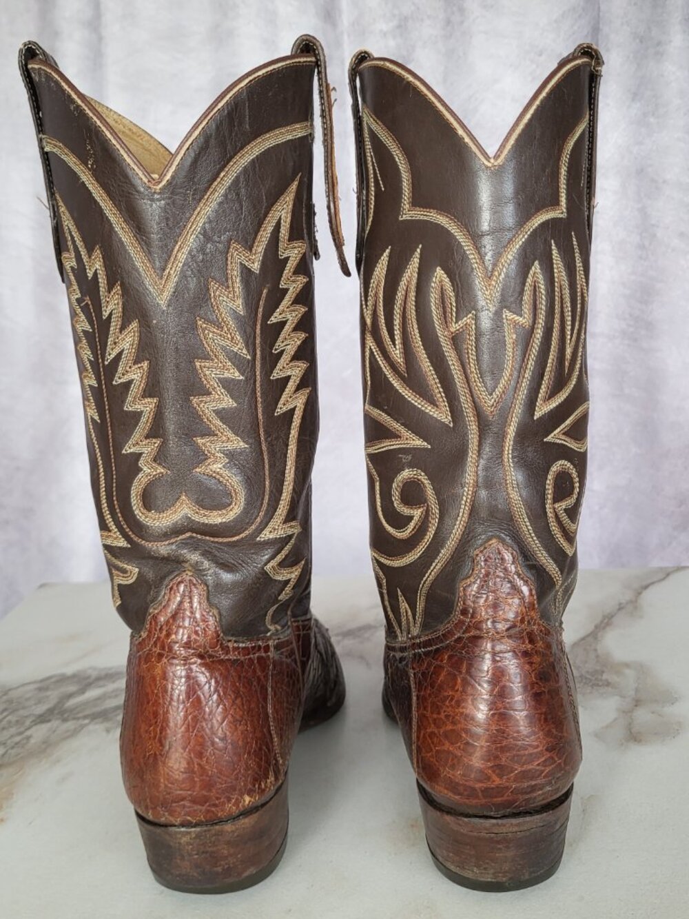 Masters Pre-Ban Vintage Turtle Western Cowboy Boots Brown Men's Size 8 - Picture 7 of 16